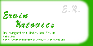 ervin matovics business card